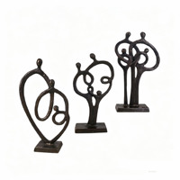 Ensemble de figurines familiales abstraites en cuivre antique, sculptures creuses en forme de cœur d'arbre généalogique, décorations modernes pour la maison, accents décoratifs de bureau