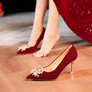 Zapatos de Tacón Alto Cómodos para Mujer, con Suela Delgada, para Bodas de Verano, con Cristales y Pedrería - Product Image 6