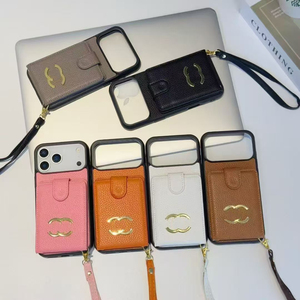 Funda de Cuero para Teléfono con Ranuras para Tarjetas, Correa Cruzada y Protección Antigolpes para iPhone, Diseño de Moda para Mujer, Venta Directa de Fábrica - Product Image 1