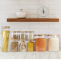 54oz cuisine utiliser des bocaux en verre borosilicaté vide clair conteneurs en verre de stockage des aliments avec couvercle en bambou