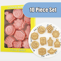 Moule à biscuits islamique mosquée musulmane lune étoile Fondant Stamper emporte-pièces en plastique Eid Ramadan outils rose crème 6cm