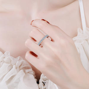 Anillo de compromiso de plata esterlina S925, anillo de bodas de moissanita redondo de 2,2 CT, anillo de promesa chapado en oro blanco para mujer, novia - Product Image 5