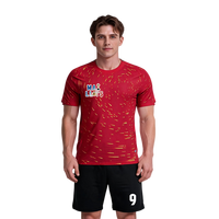 Auf Lager Kurzarm-Fußballtrikots aus 100% Polyester Atmungsaktives Gewebe Team-Logos Spielernummern Individueller Druck Vereine