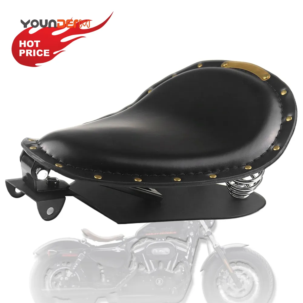 YD199S Assento de motocicleta com suporte para assento, assento de mola retrô para motocicleta, assento de motocicleta para Harley Davidson