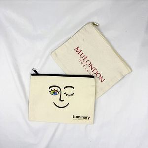 High Quality Eco Friendly Custom Cotton Blank Zipper Pouch Make up <b>Bags</b> Plain Cotton Canvas Makeup Cosmetic <b>Bag</b> With Logo - Product Image 4