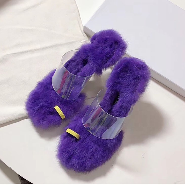 2020 дизайнерские женские сандалии на высоком каблуке с мехом + ПВХ