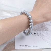 Ensemble collier et bracelet en perles d'eau douce naturelles plaquées gris, bijoux en perles pour femmes, cadeau
