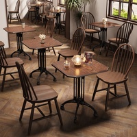 Ensemble de table à manger, mobilier de restaurant, tables et chaises vintage en bois massif pour restaurant occidental et bistro