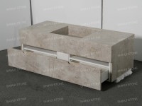 Meuble-lavabo mural SH STONE en quartzite Taj Mahal au design moderne pour hôtel et villa, avec vasque simple et tiroirs