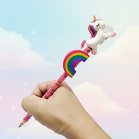 Papeterie créative : Crayon en papier rose/violet avec gomme arc-en-ciel pour enfants, ensemble comprenant taille-crayon, gomme et crayon