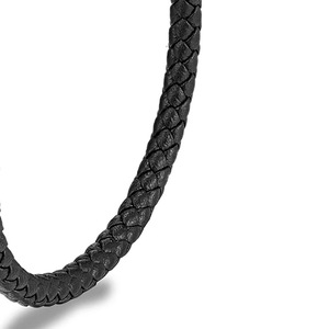 Leather Cord <b>Bracelet</b> 5mm Black Braided Unisex Jewelry Fashion <b>String</b> <b>Bracelet</b> - Product Image 1