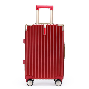 Aluminum <b>Frame</b> Luggage Red 20 28 Inch Trolley Case <b>Large</b> Capacity Swivel Wheels Unisex Travel Suitcase - Product Image 2