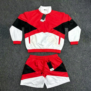 Custom Men's Relaxed Fit Breathable Nylon <b>Windbreaker</b> Tracksuit Set Solid Color Casual Style Embroidered for Winter Season - Product Image 1