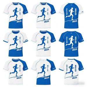 T-shirt de sport personnalisé avec logo, pas cher, fabriqué en usine, sublimation, 100% polyester, pour course à pied, marathon, événement sportif - Product Image 1