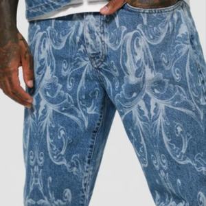 Ensemble veste et jean en denim de style hip-hop urbain, haute qualité, personnalisé, pour homme, en coton tissé, motif imprimé décontracté pour l'hiver - Product Image 3