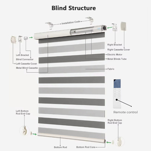 Persianas Zebra Motorizadas <span class=keywords><strong>de</strong></span> Tamaño Personalizado, Día y Noche, Persianas Zebra Eléctricas Alexa, Persianas Motorizadas <span class=keywords><strong>de</strong></span> Aluminio para Ventanas - Product Image 4