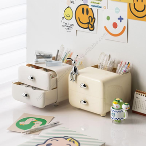 Organizador de Escritorio al por Mayor, Caja de Almacenamiento de Dos Niveles con Cajones, Portalápices para Estudiantes, Organizador de Oficina, Contenedor para Artículos Diversos - Product Image 5