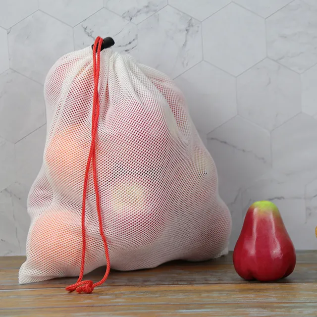 Tamanho personalizado alta qualidade reutilizável Drawstring frutas saco líquido para legumes frutas