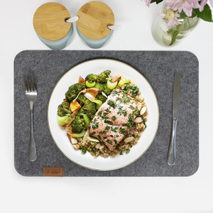 Dark <b>Grey</b> Polyester Felt Modern 4-Piece Meal Mat <b>Placemat</b> Set 44x32cm Durable Sublimation Printed Promotional <b>Coaster</b> - Product Image 1