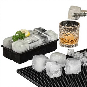 Wholesale OEM Brand Customized Reusable 6-Capacity Square Silicone Ice Tubs Ice <b>Cube</b> Mold Tray Manual Model HS-BG-003 Microwave - Product Image 3