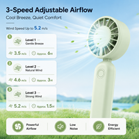 Ventilateur de poche pliable compact avec charge Type-C, batterie 1200 mAh pour les voyages d'été
