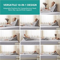 3-teiliges Verstellbares Keilkissen-Set mit Nähtechnik Umweltfreundlicher Orthopädischer Memory-Schaum für Säurereflux und Rückenschmerzen