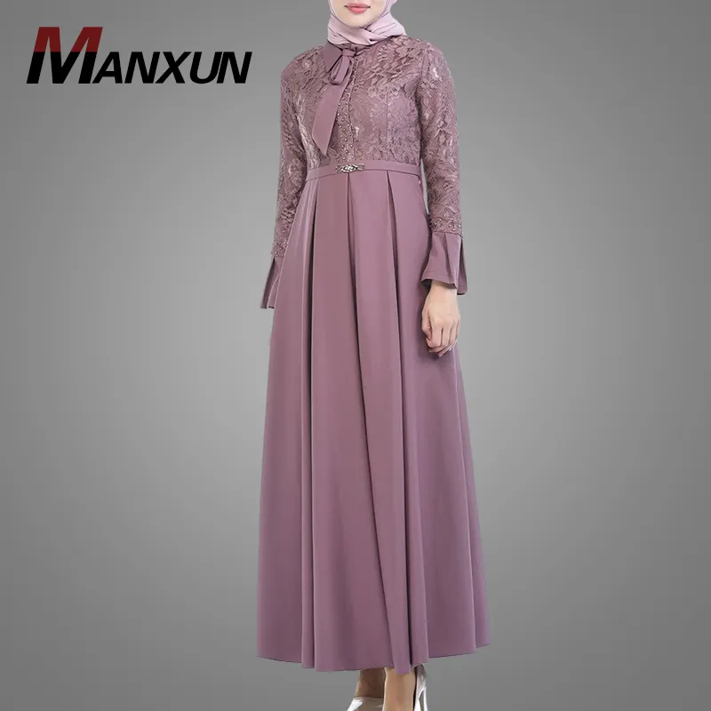 Buen encaje perlas diseños musulmanes elegante vestido de noche mujer nuevo estilo ropa islámica Jubah más Popular en Dubai Abaya