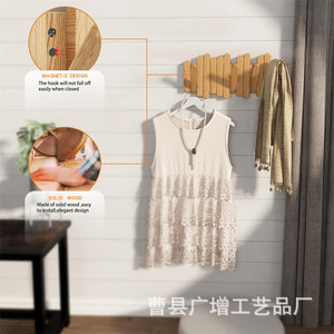 Wooden <b>Coat</b> <b>Hooks</b> Wall Mounted Solid <b>Wood</b> Rectangle Shape Natural Color Easy Install For Entryway Living Room Bedroom - Product Image 4