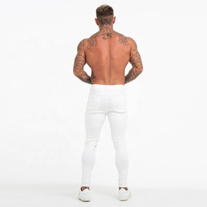 Uomini Scarni Dei <span class=keywords><strong>Jeans</strong></span> di Nuovo Stile <span class=keywords><strong>Jeans</strong></span> Strappati Uomini Street Wear Bianco Skinny Lavato Morbido Slim Fit Stretch Pant - Product Image 4