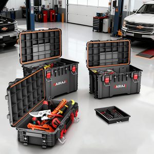 Chariot de rangement modulaire à 3 niveaux, robuste, avec roues, empilable, pièces amovibles, tout-terrain, étanche, télescopique - Product Image 4