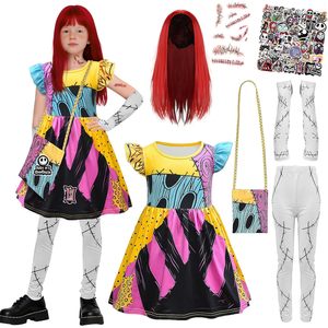 YUIQPKJX Costume Sally pour enfants filles, robe Nightmare Before Christmas avec perruque et accessoires, tenue de cosplay d'halloween 8-13 - Product Image 1