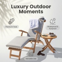Chaise longue pliante en teck moderne pour l'extérieur - Chaise longue en bois portable écologique et imperméable pour hôtel et villa