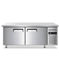 Table de préparation réfrigérée à dégivrage automatique, 2 portes, 8 bacs, refroidissement par ventilateur, en acier inoxydable 304, pour cuisine commerciale et restaurant