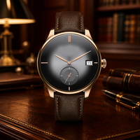 Montre à quartz pour homme, boîtier en alliage, bracelet en cuir véritable, montre de bureau élégante pour gentleman
