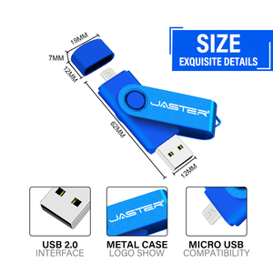Jaster OEM OTG girevole chiavetta USB 128GB <span class=keywords><strong>2</strong></span> in 1 OTG USB Memory Stick per Android/PC LOGO personalizzato gratuito 3.0 disco Pendrive U - Product Image 5