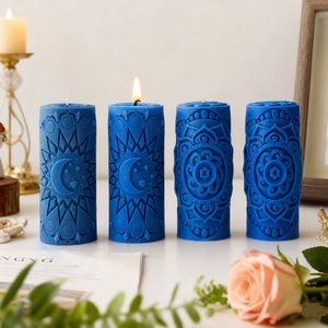 Cylindrical <b>Candle</b> Mold With Moon Star Lotus Relief Pattern Silicone Mold For Scented <b>Candles</b> Ramadan DIY <b>Candle</b> <b>Making</b> <b>Kit</b> - Product Image 1