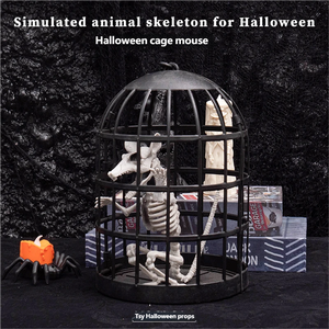 Decoraciones de Halloween de Esqueletos Horripilantes Transfronterizas, Adornos de Animales Simulados, Arreglo para Bares y Casas Encantadas, Jaula de Ratas GGK9J9U - Product Image 4