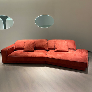 Uxury-sofás modulares de cuero nobuk para el hogar, conjunto de sofás seccionales de forma curvada para hotel y sala de estar - Product Image 1