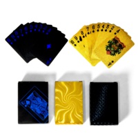 Cartes à Jouer en Plastique PVC avec Logo Personnalisé en Or, Design Noir, Fabriquées en Chine, avec Boîte Personnalisée