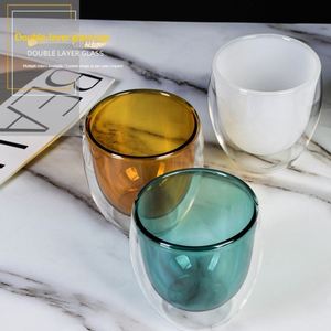 Tasse en verre borosilicate double paroi, résistante aux hautes températures, isolante, en forme d'œuf, sans poignée ni couvercle, pour jus, café, eau - Product Image 1