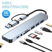 Adaptador Hub USB-C de 7/8 Puertos - Divisor Múltiple de Velocidad 5G para PC, Laptop y MacBook (EE. UU.)