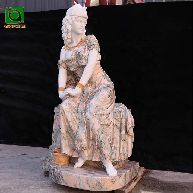 Customized Marble Figure Statue Beautiful Life Size Marble Sitting Woman Statue in Stock