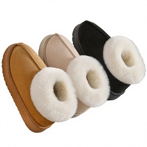 Zapatillas de invierno unisex con forro polar grueso, puntera circular, suela de PVC, ligeras, antideslizantes, cálidas y silenciosas para exterior e interior - Product Image 1