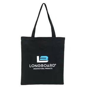 Großhandel Günstiger Preis Benutzer definiertes Logo Design Schwarz Leinwand Baumwolle Einkaufstasche Für Konferenz