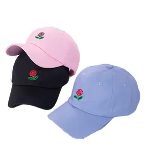 rose hut baseball Suppliers-Mio Factory Custom Baseball Caps Großhandel Unisex Stickerei Rose Flower Hats Verstellbare Baumwolle Baseball Cap