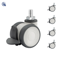 Roue pivotante médicale silencieuse de 2 pouces (50 mm) avec frein, roue en acier gris