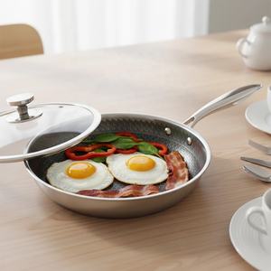 Sartén Antiadherente de Acero Inoxidable 316 de Triple Capa, Apta para Lavavajillas, de Doble Cara, de 26 cm, para Comidas Familiares - Product Image 1