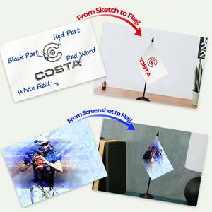 Ensemble de drapeaux de bureau personnalisés en polyester 5x8, pliables, résistants aux intempéries, aux décolorations et à l'eau, portables et multi-usages - Product Image 2