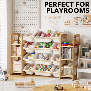<strong>Toy</strong> Storage <strong>Organizer</strong> With 4 Shelves And 12 Bins <strong>Toy</strong> <strong>Organizers</strong> Storage Bookshelf <strong>Kids</strong> Bin Shelf <strong>Toys</strong> Box Bookcase For Bedroom - Product Image 6