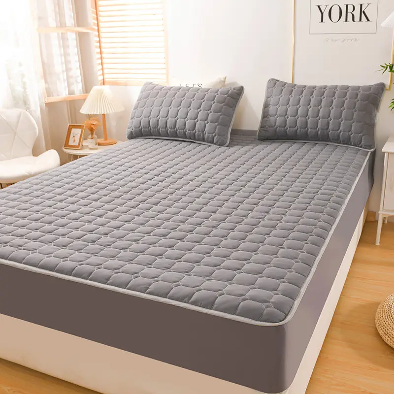 Funda protectora de algodón y poliéster para cama, cubierta de colchón acolchada, impermeable, hipoalergénica, prémium, color blanco
